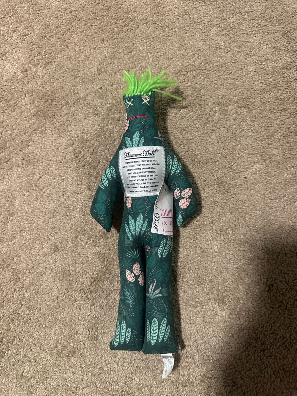 Dammit Doll Plush Stress Reliever - Green Leaf Pattern